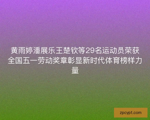 黄雨婷潘展乐王楚钦等29名运动员荣获全国五一劳动奖章彰显新时代体育榜样力量